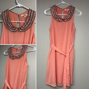 Ya Los Angeles Mod Cloth Shift Dress Beaded Collar size medium